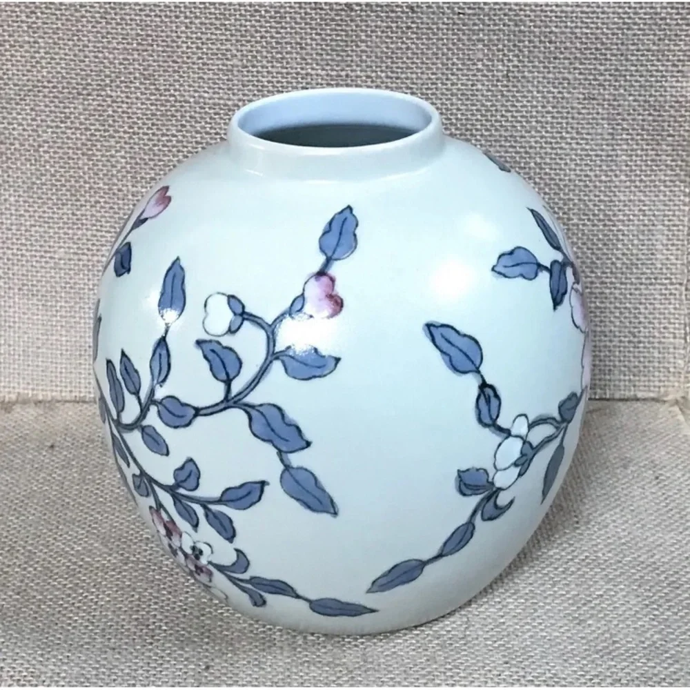 Vintage Bulbous Floral Vase Botanical Grandma Granny Cottage Core Boho - Picture 2 of 6